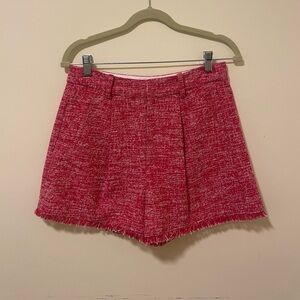 Cinq à Sept Red Tweed High Waist Shorts Size 4